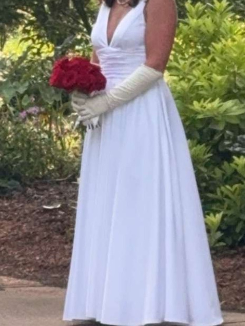 David’s Bridal V-Neck White A-Line Dress - Picture 8 of 8